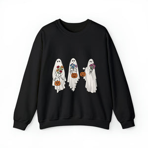 Floral Ghost Crewneck Sweatshirt, Happy Halloween, Trick or Treat