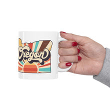 Load image into Gallery viewer, Oregon Ceramic Mug 11oz, Retro Oregon, Sunshine, state outline