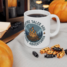 Load image into Gallery viewer, Bonefire Tales and Smore Adventures Ceramic Mug 11oz Camping Trails Fall Summer