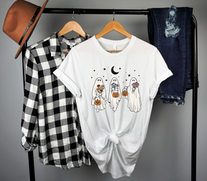 Floral Ghost T-shirt, Trick or Treat, Happy Halloween