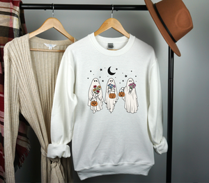 Floral Ghost Crewneck Sweatshirt, Happy Halloween, Trick or Treat