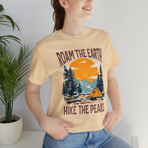 Roam the Earth, Hike the Peaks Unisex Jersey Short Sleeve Tee