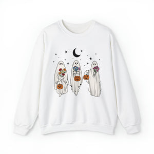 Floral Ghost Crewneck Sweatshirt, Happy Halloween, Trick or Treat