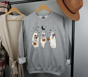 Floral Ghost Crewneck Sweatshirt, Happy Halloween, Trick or Treat