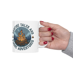 Bonefire Tales and Smore Adventures Ceramic Mug 11oz Camping Trails Fall Summer