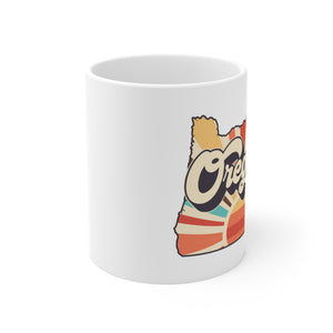 Oregon Ceramic Mug 11oz, Retro Oregon, Sunshine, state outline