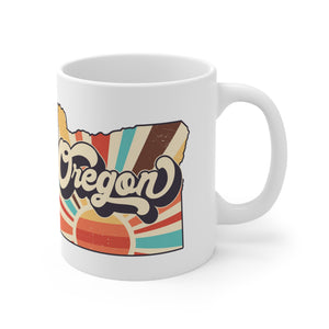 Oregon Ceramic Mug 11oz, Retro Oregon, Sunshine, state outline