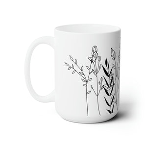 Simple Floral Ceramic Coffee Mug 15oz