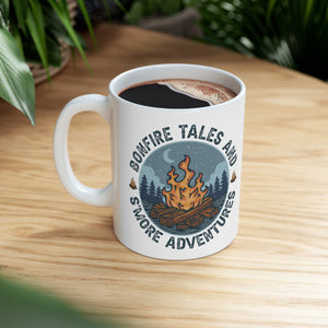 Bonefire Tales and Smore Adventures Ceramic Mug 11oz Camping Trails Fall Summer