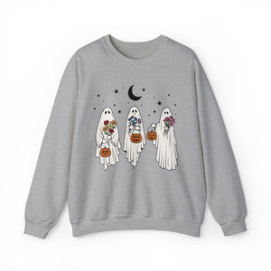 Floral Ghost Crewneck Sweatshirt, Happy Halloween, Trick or Treat