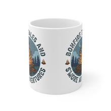 Load image into Gallery viewer, Bonefire Tales and Smore Adventures Ceramic Mug 11oz Camping Trails Fall Summer